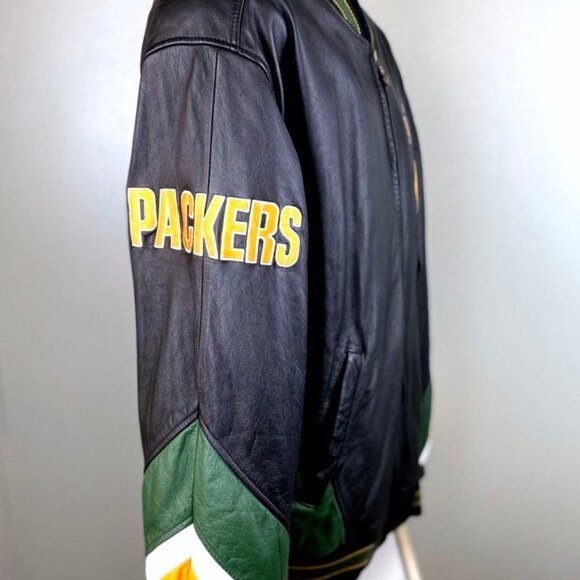 Green Bay Packers Leather Jacket by G-III Cow Leather High Quality LARGE - Picture 5 of 12